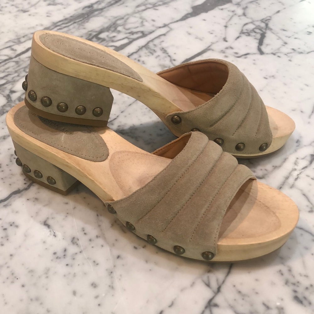 NWOT! SIGERSON MORRISON OPEN CLOGS W/ STUDS, QUILTED SUEDE UPPER, 7 1/2